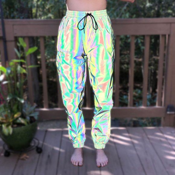 Unisex Rainbow Reflective Track Pants, Official RFLCTIV Squid Ink Dichroic Sz Sm - Picture 4 of 12